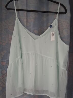 NWT Old Navy Light Mint Beaded Spaghetti Strap Camisole XXL